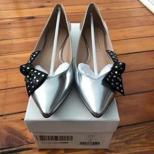 NIB Marc Jacobs silver Rita Pointy Toe Ballet Flat